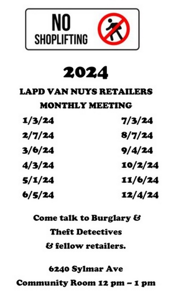 LAPD Van Nuys Retailers Meeting Jun 5, 2024 Page Sherman Oaks Chamber